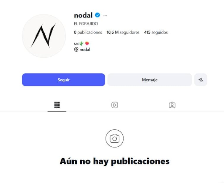 Así luce la cuenta de Instagram del cantante. Foto: Captura de pantalla.