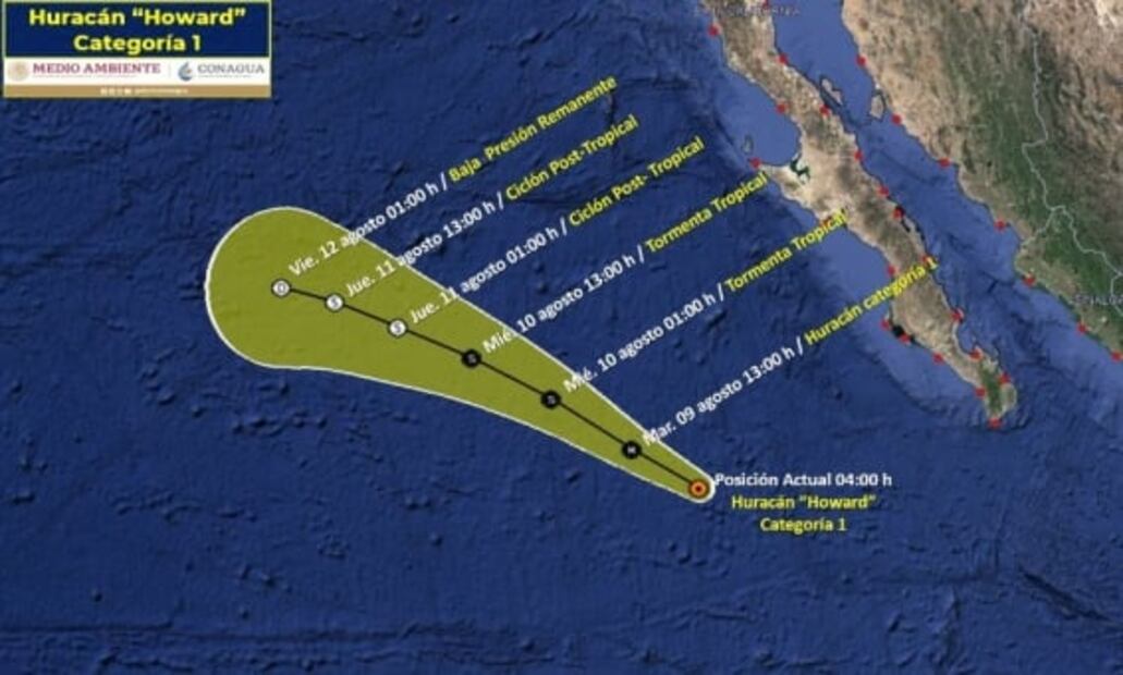 Huracán "Howard" provocará lluvias en estos estados