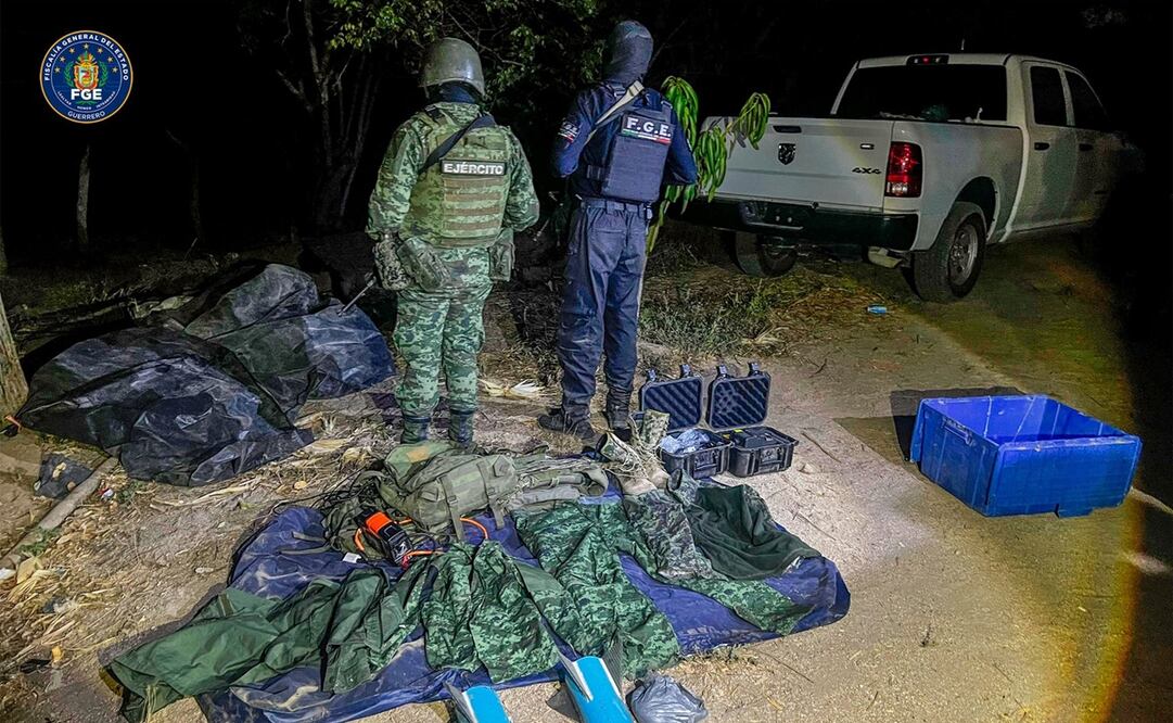 Encuentran y desmantelan campamento de presunto grupo delictivo. Foto: Tomada de la cuenta de X de @FGEGuerrero