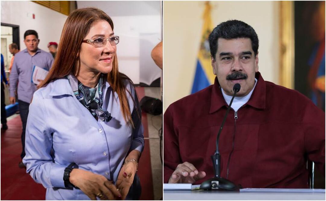 La primera dama de Venezuela, Cilia Flores (i), mientras participa en un acto político del presidente Nicolás Maduro (d). Foto. EFE
