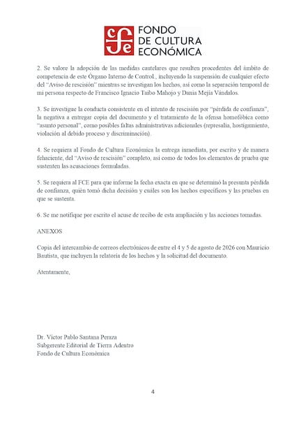 Segunda ampliación de la queja de
Santan al OIC del Fondo.