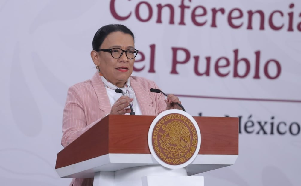 Rosa Icela Rodríguez, secretaria de Gobernación, en la Mañanera del Pueblo del 21 de abril de 2026 en Palacio Nacional. Foto: Gabriel Pano/ EL UNIVERSAL