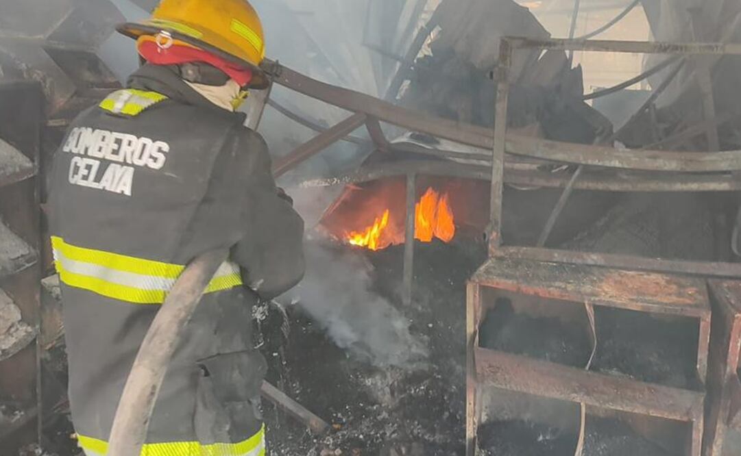 El incendio arrasó con más de 50 locales de la Ampliación de la Central de Abastos de Celaya. Foto: especial