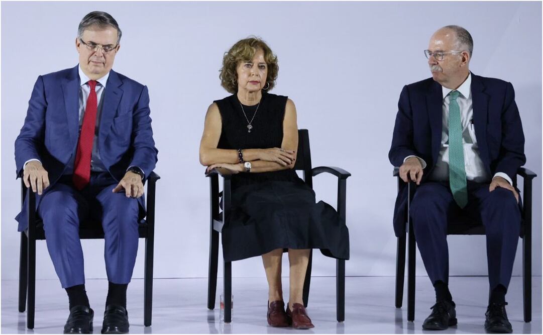 Marcelo Ebrard, Secretario de Economía; Rosaura Ruíz, Secretaría de Ciencia, Humanidades, Tecnología e Innovación; Julio berdegué, Secretario de Agricultura y Desarrollo Rural. Foto: Diego Israel / EL UNIVERSAL
