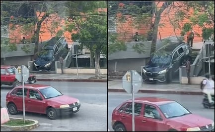 Rápido y furioso: conductor de camioneta usa escaleras como rampa en Cancún