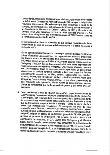 Las cuatro páginas sin firma en la denuncia de Lozoya