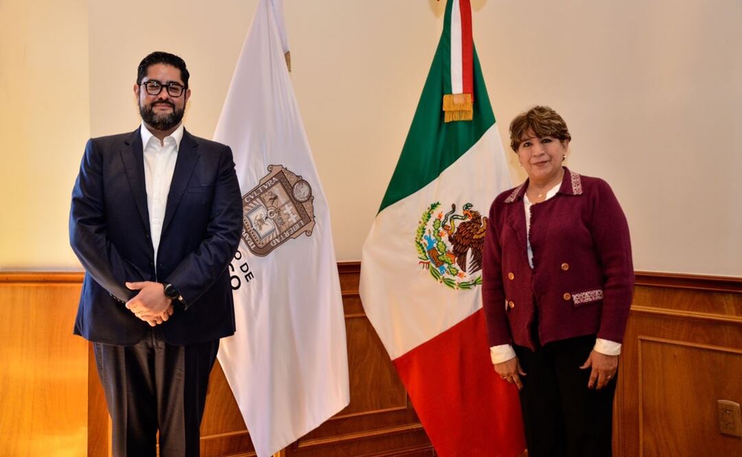 Delfina Gómez, gobernadora de Edomex y Andrés Andrade Téllez, ahora exsecretario de seguridad. Foto: Tomada de la cuenta de X de @delfinagomeza