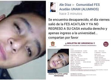 Hallan a estudiante desaparecido de la FES Acatlán
