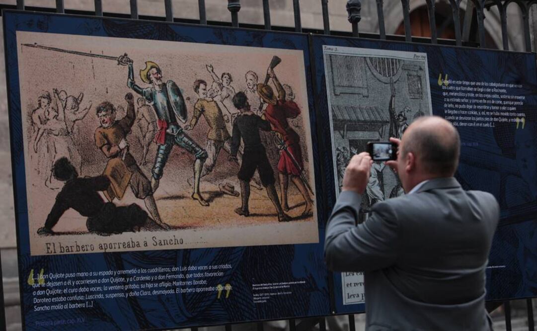 La muestra difunde piezas que son propiedad del Museo Franz Mayer, que cuenta con una de las colecciones más importantes en América sobre "El Quijote". (FOTO: EFE)