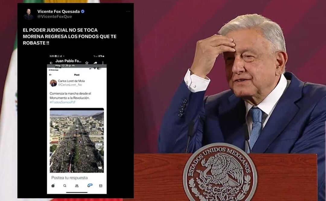 López Obrador leyó el post de Vicente Fox, pero aclaró que no se trataba de la marcha de este domingo. Foto: captura de pantalla