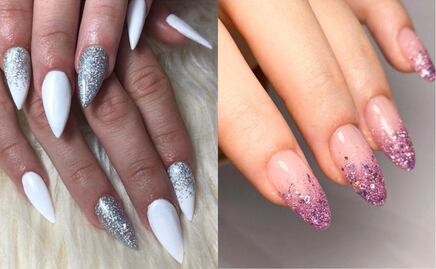 Diseños de uñas con glitter para brillar en la temporada de fiestas