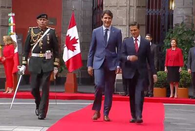 Recibe Peña Nieto a Trudeau en Palacio Nacional