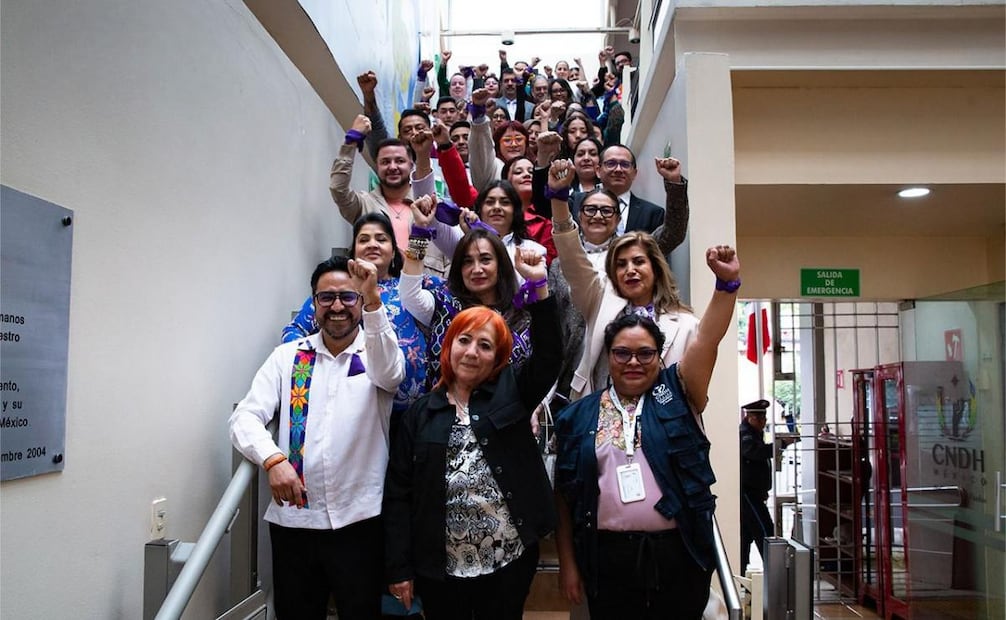 La presidenta de la CNDH, Rosario Piedra, durante la inauguración de la exposición “El camino de los derechos humanos de las mujeres” este domingo 8 de marzo de 2026. Foto: Especial