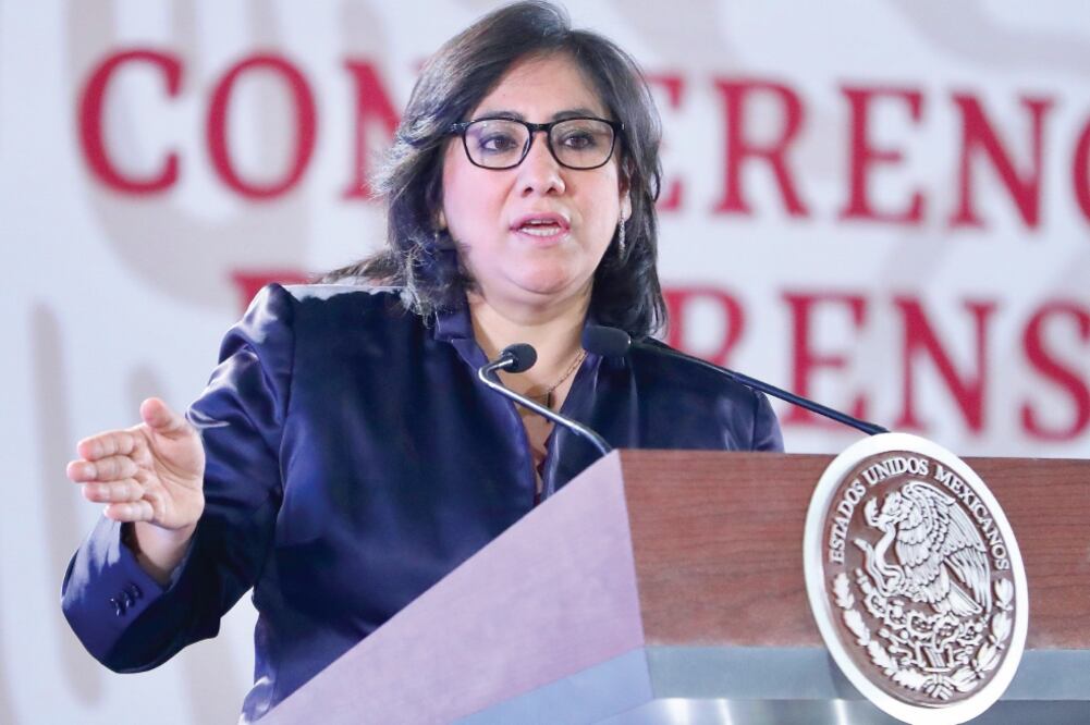 La secretaria Irma Eréndira Sandoval detalla que el sistema Declaranet estuvo diseñado en otro gobierno y registra confusiones. Foto: ARIEL OJEDA. EL UNIVERSAL