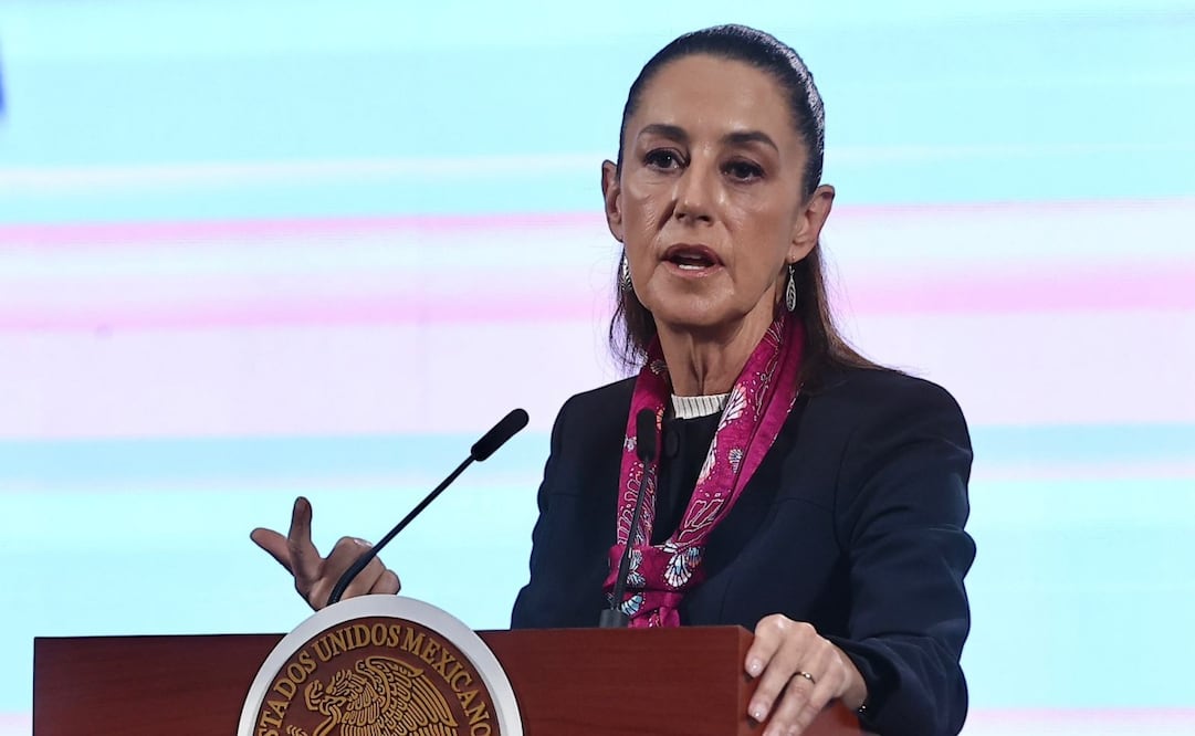 Claudia Sheinbaum en su conferencia matutina en Palacio Nacional el 23 de junio de 2025. Foto: Berenice Fregoso/EL UNIVERSAL