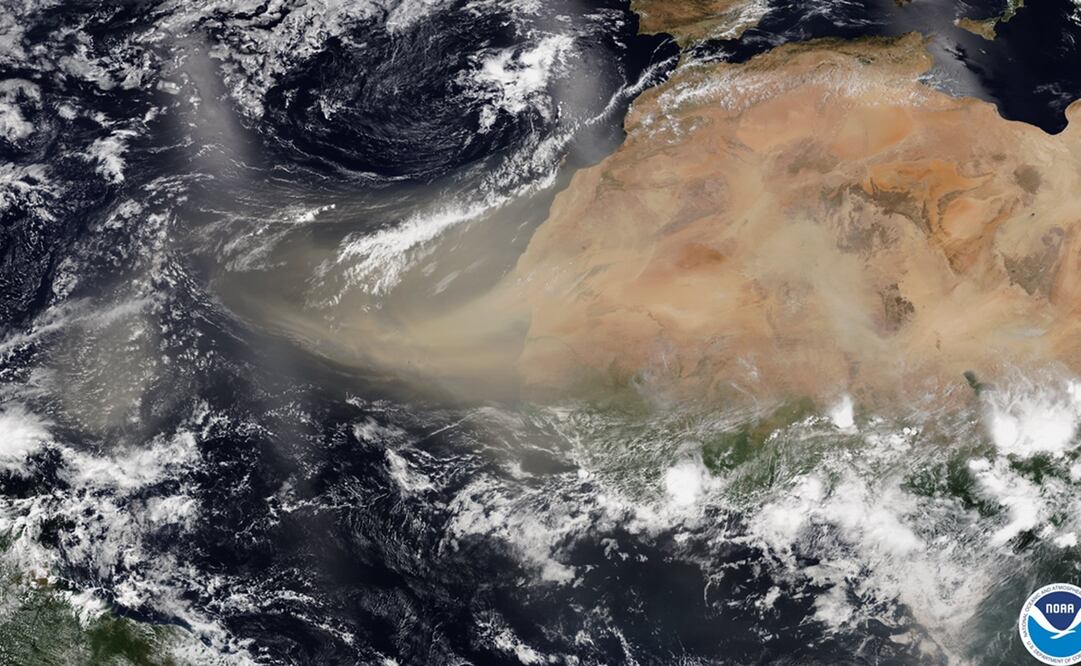 La nube de polvo viajó a través del Atlántico y llegó al Caribe este fin de semana (Foto: NOAA)