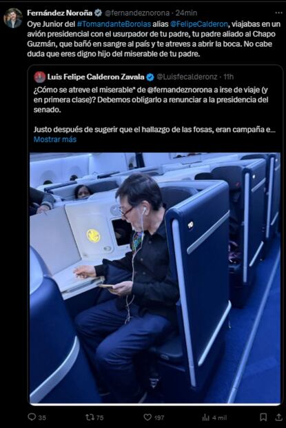 El presidente del Senado Fernández Noroña respondió este 20 de marzo del 2025 ante acusaciones del precio del boleto de avión a Francia. Foto: Captura de pantalla.