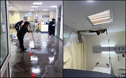 Video. A 40 días de ser inaugurado, se desploma plafón en hospital de Pachuca y se inunda de aguas negras
