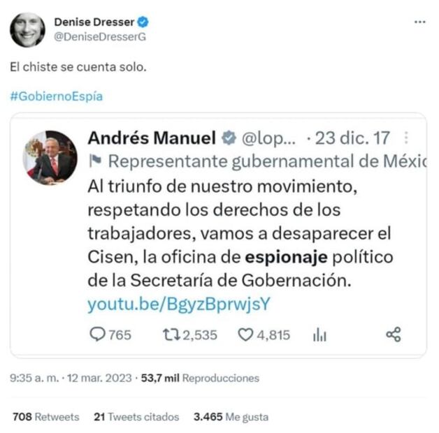 Denise Dresser recuerda promesa de AMLO sobre desaparecer el Cisen: "El chiste se cuenta solo"