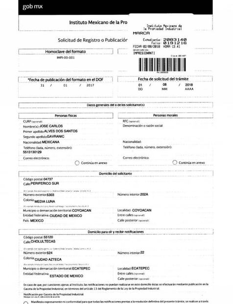 Hermano de Zague solicita registro al IMPI para derechos de “impresionanti”