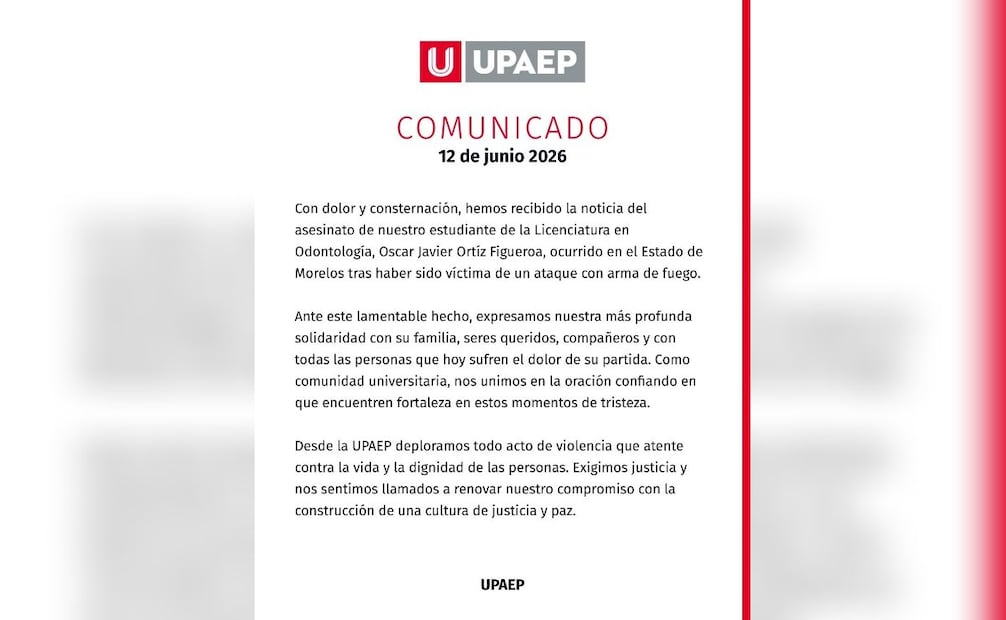 A través de un pronunciamiento oficial, la universidad manifestó su solidaridad con la familia, amigos y compañeros del joven universitario. Foto: Especial.