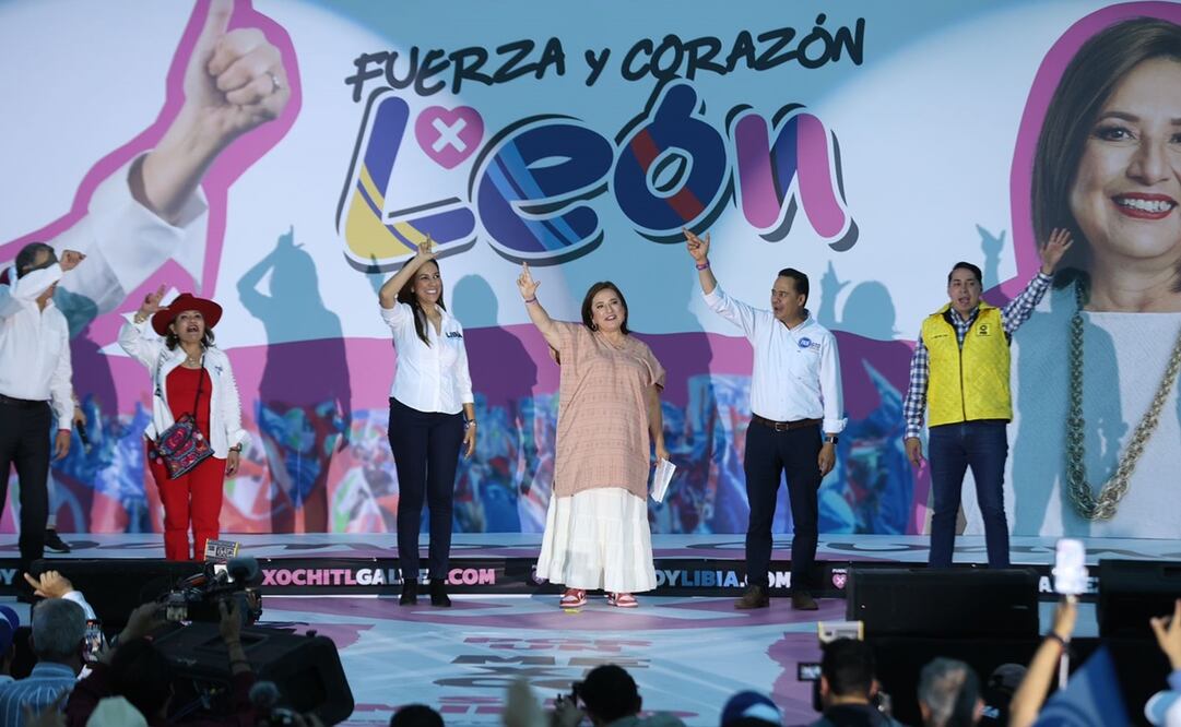 La Candidata Xóchitl Gálvez en uno de los eventos más grandes de su gira en el bastión panista, Guanajuato. Foto: Berenice Fregoso / EL UNIVERSAL