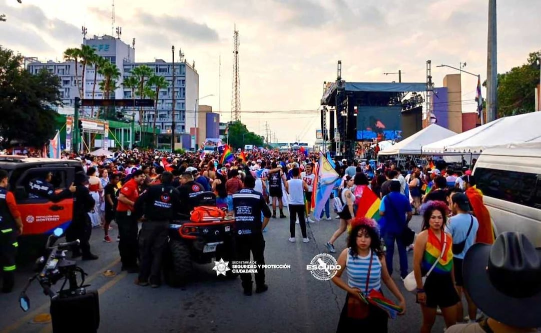 Cierres viales por Marcha de la Diversidad complican circulación en Monterrey. Foto: Especial.
