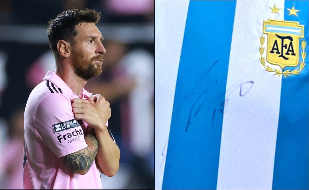 Autógrafo de Lionel Messi - Fotos: AFP y LA NACIÓN
