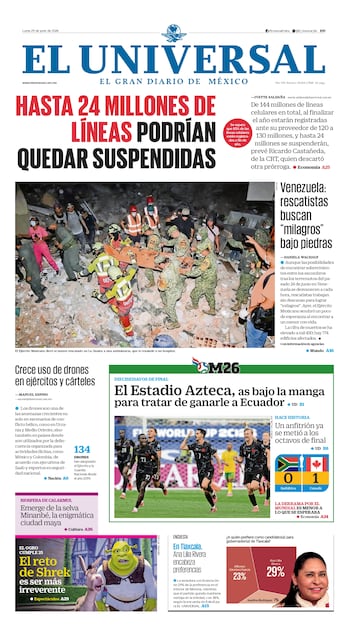 Portada impresa del 29 de junio del 2026