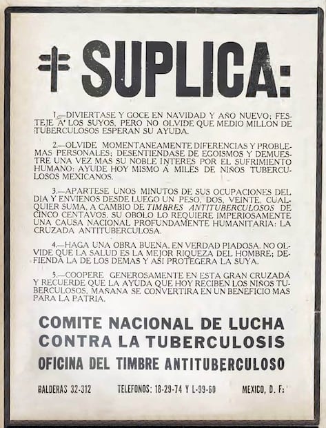 Mensaje del CNLT, 1945. Según afirmó el doctor Miguel Jiménez en su Plan de Organización, el comité era el “encargado de despertar a la iniciativa privada para ayudar [...] contra la Tuberculosis, imposible de controlar y combatir exclusivamente por el Estado”. Foto: Hemeroteca EL UNIVERSAL.