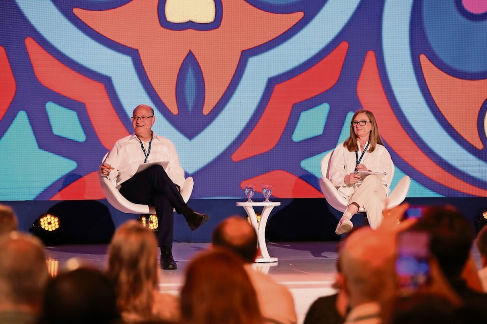 Ponenencia de Ilan Goldfajn, presidente del Banco Interamericano de Desarrollo (BID), y Anabel
González, vicepresidenta, previo a las reuniones anuales del organismo. Foto Especial
