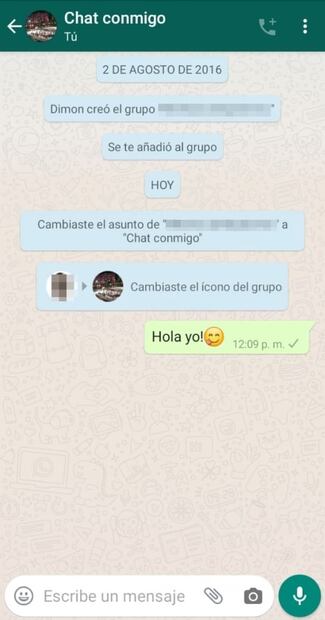 Usa grupos de WhatsApp para mandarte mensajes solo a ti