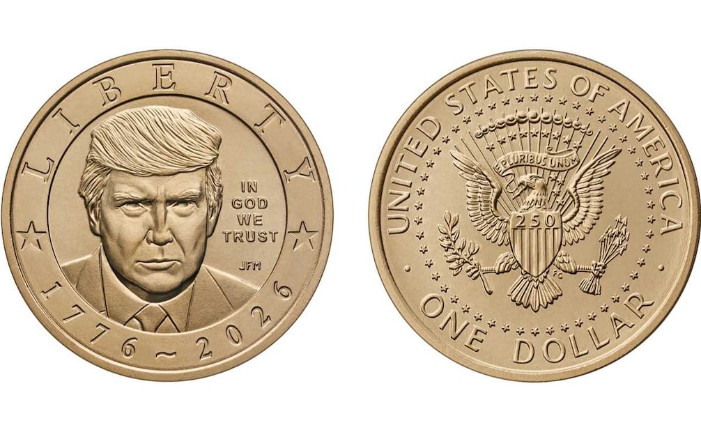 La Casa de Moneda de EU ha comenzado a producir una nueva moneda de un dólar con la imagen del presidente Donald Trump. Foto: AP