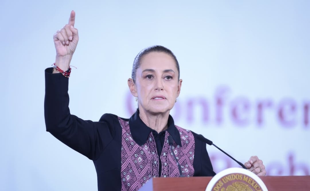 Presidenta Claudia Sheinbaum durante su conferencia de prensa este 23 de junio de 2026 desde Palacio Nacional. Foto: Luis Camacho/ EL UNIVERSAL