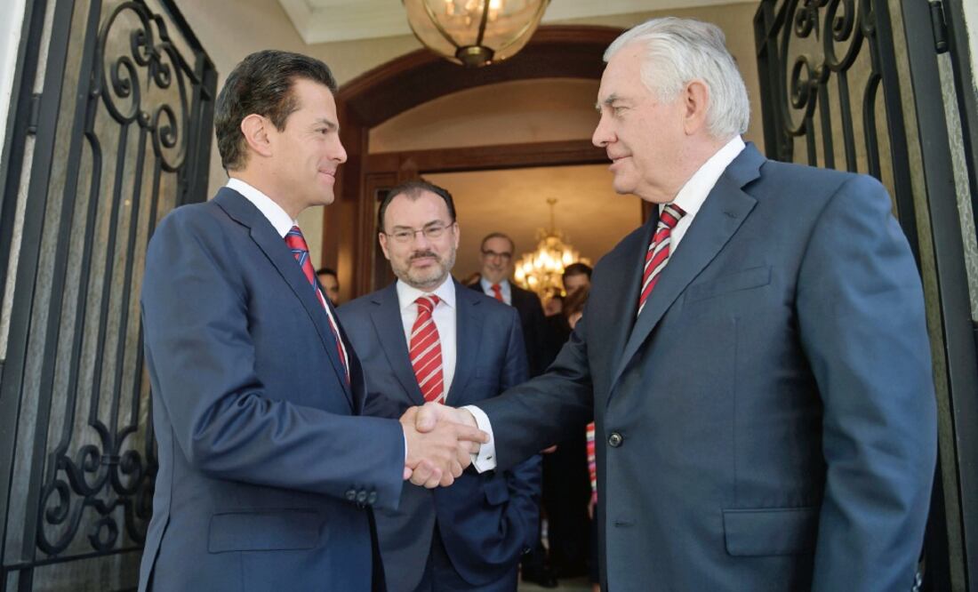 Durante el encuentro con Tillerson, el presidente Enrique Peña Nieto se manifestó en favor de fortalecer la relación México-Estados Unidos que, dijo, ha avanzado de forma significativa. (PRESIDENCIA)
