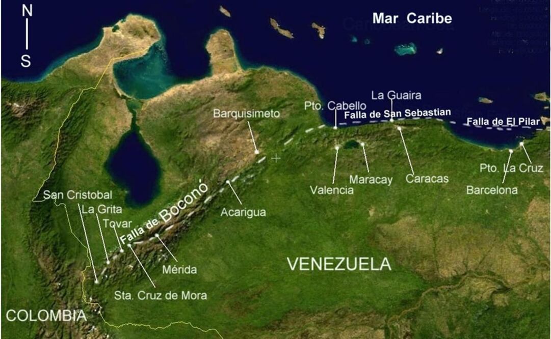 Fallas que conforman la placa del Caribe y la placa Suramericana.F oto: Funvisis