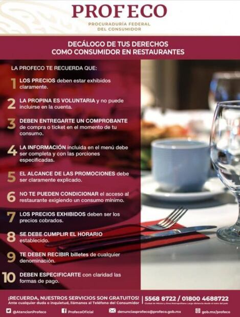 Decálogo restaurantes PROFECO