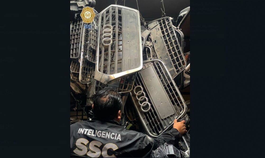 La Secretaría de Seguridad Ciudadana en coordinación con agentes de la Fiscalía General de Justicia aseguraron 15 toneladas de autopartes robadas en un local de la alcaldía Cuauhtémoc, el 29 de marzo de 2025. Foto: especial