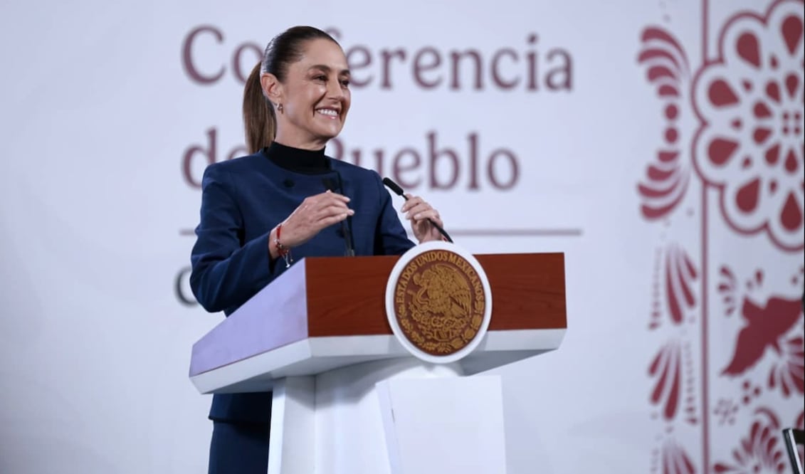 La presidenta Claudia Sheinbaum durante su mañanera del martes 23 de septiembre de 2025. Foto: Fernanda Rojas/EL UNIVERSAL