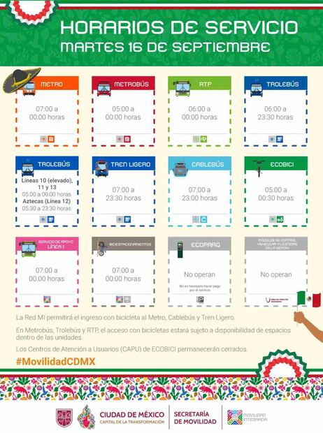 Horarios del transporte público para este martes 16 de septiembre (14/09/2025). Foto: Captura de pantalla