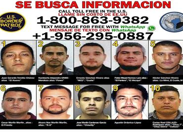 Estos son lo 10 criminales más buscados en la frontera de Texas y Tamaulipas