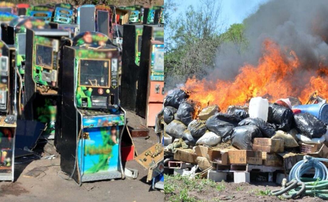 FGR destruye más de dos toneladas de narcóticos y máquinas tragamonedas; el material está relacionado con diversas carpetas de investigación de la FGR. Foto: Especial