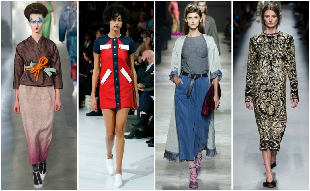 De izquierda a derecha: Propuestas de Maison Margiela, Courrèges, Dries Van Noten, y Rochas