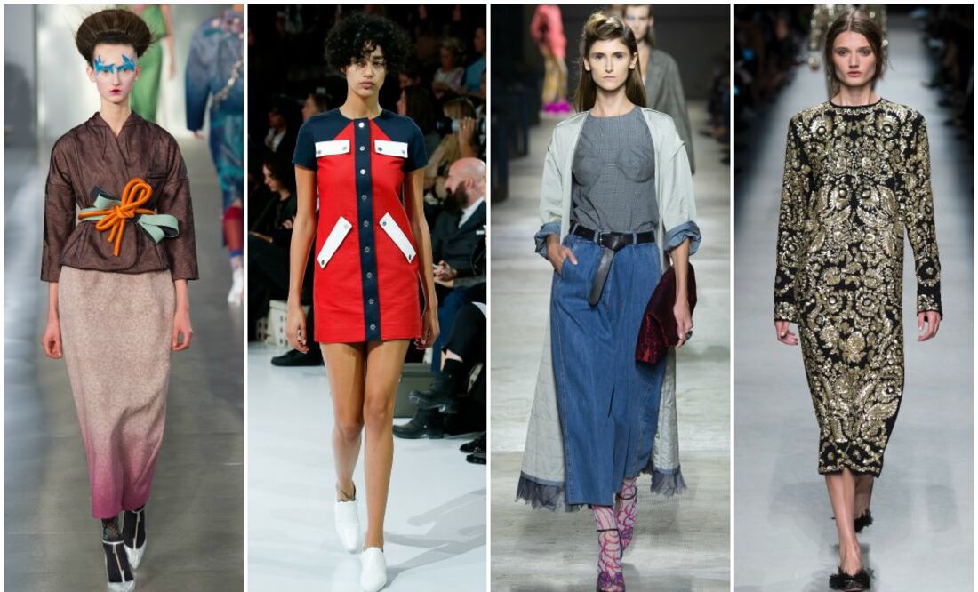 De izquierda a derecha: Propuestas de Maison Margiela, Courrèges, Dries Van Noten, y Rochas