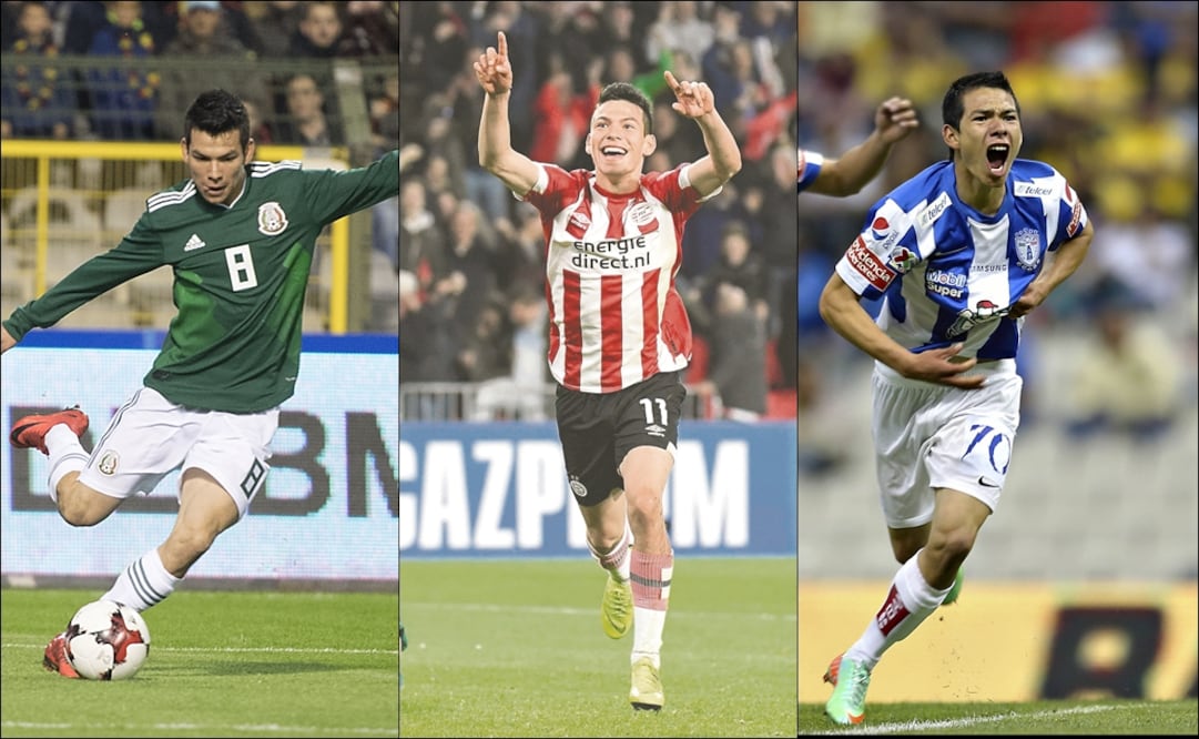 Lozano con Selección, PSV y Pachuca. Foto: Especial