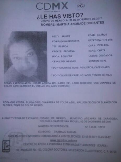 Desaparece mujer tras salir de su casa en Atizapán