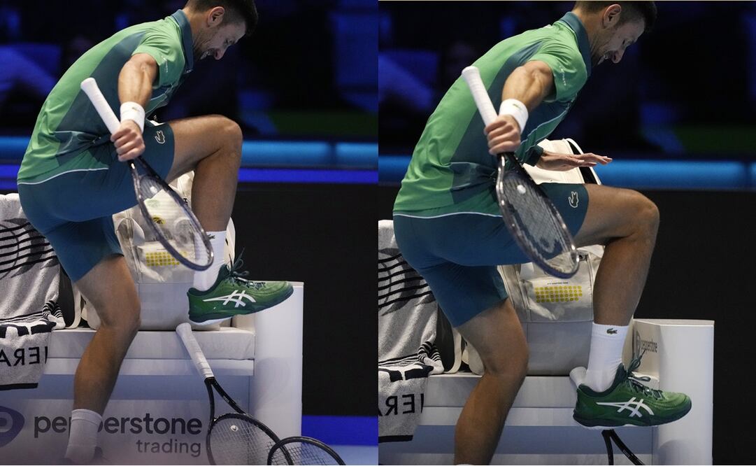 VIDEO: Novak Djokovic explota y rompe raquetas durante victoria ante Holger Rune FOTO: AP