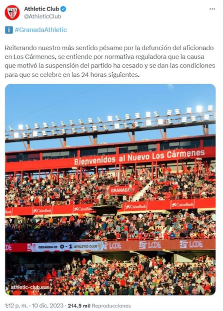 Publicación del Athletic Club - Foto: @AthleticClub en X