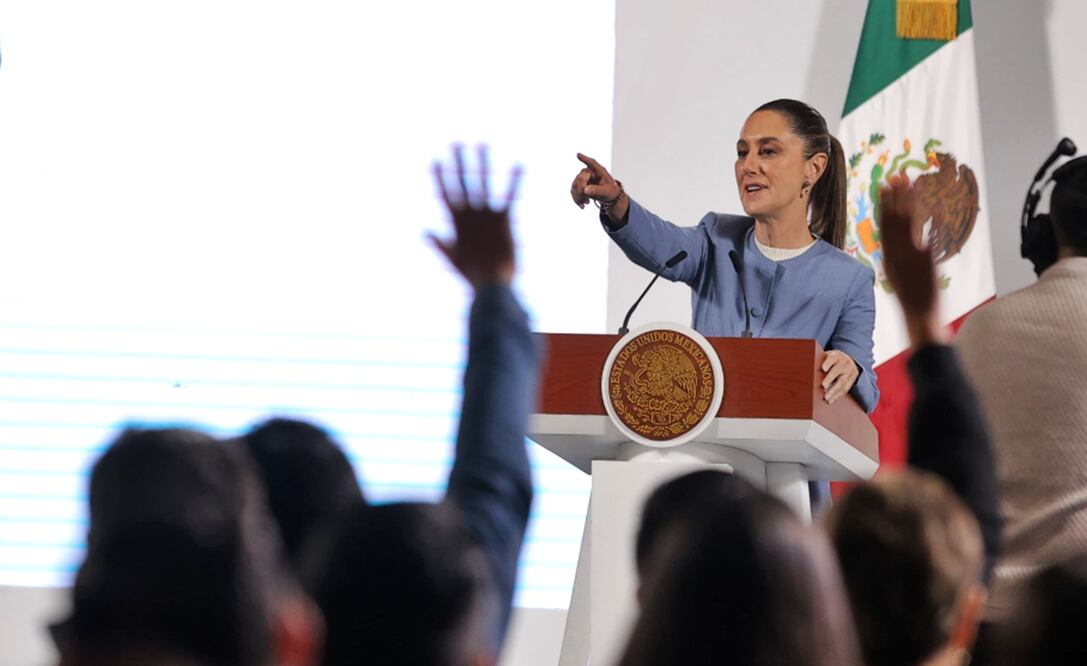 La presidenta Claudia Sheinbaum durante la mañanera del 1 de agosto de 2025. Foto: Gabriel Pano/EL UNIVERSAL