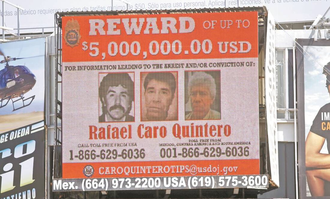 El capo Rafael Caro Quintero, fundador del extinto Cártel de Guadalajara, encabeza la lista de los fugitivos más buscados por la Administración para el Control de Drogas (DEA). Foto: Archivo/ El Universal.